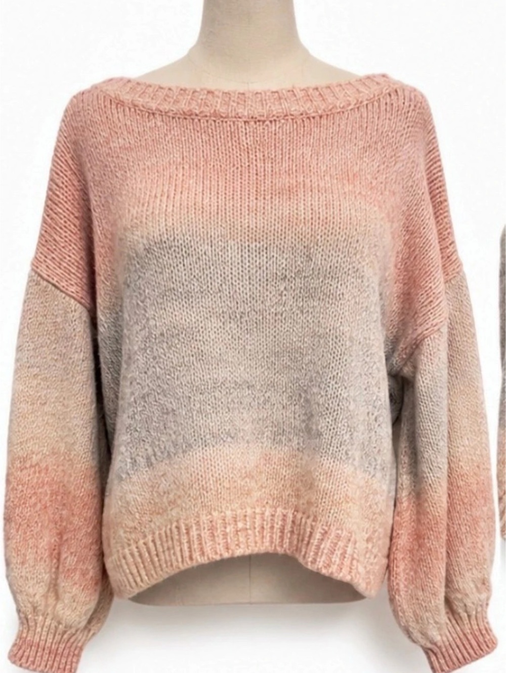 Z SUPPLY Kersa Ombré Sweater Color Block Sweater in Pink & Gray Size Medium